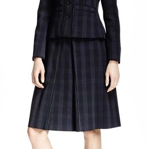 Brooks Brothers Plaid Pleated Skirt Size 6 Navy Blue Cotton Blend Preppy NWT